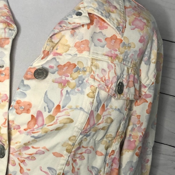 Kate Hill floral denim jacket-size 14P - Picture 4 of 8